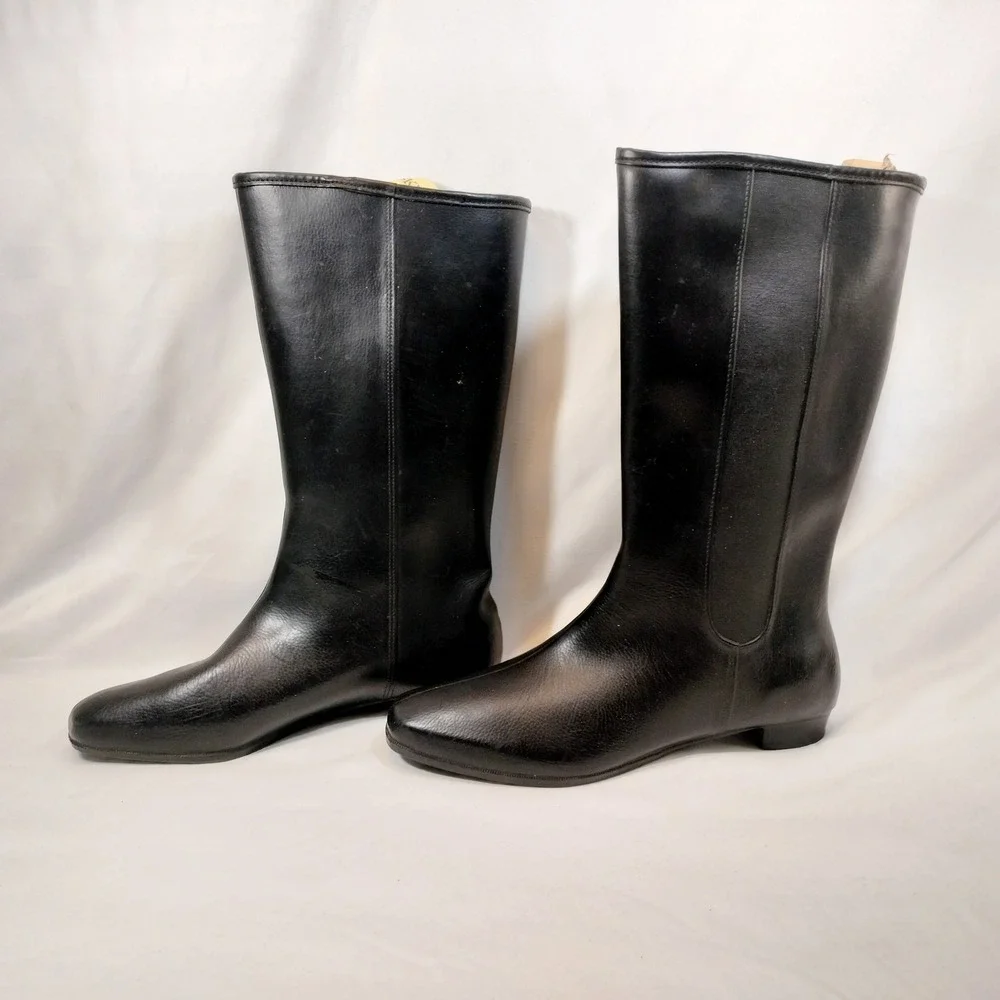 Eskiloos Black Tall Winter Boots; Waterproof Rubber Faux Fur Lined Made in USA